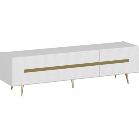 TV-Möbel mit 3 Türen - Weiß & Goldfarben - MOLYA von Pascal MORABITO