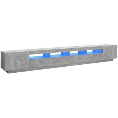 TV-Möbel mit LED-Lichtern Grau Beton 300x35x40 cm