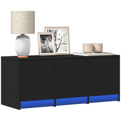 TV-Möbel mit LED schwarz 97x34x40 cm aus Spanplatten