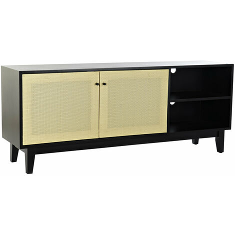 TV -Möbel TV Ratan 160x38x65 schwarzes Feuer Ratan Material Multicolor -Farbfamilie Buffets Et Möbel Details