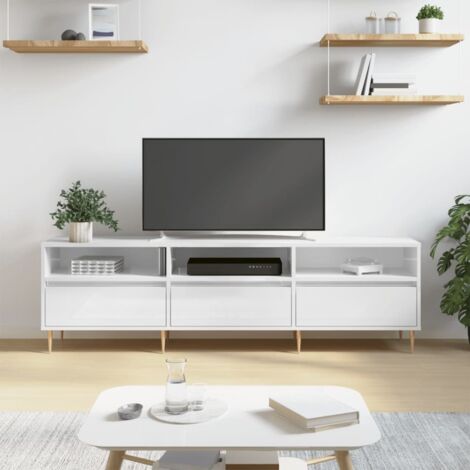 TV-Möbel Weiß Hochglanz 150x30x44,5 cm Ingenieurholz