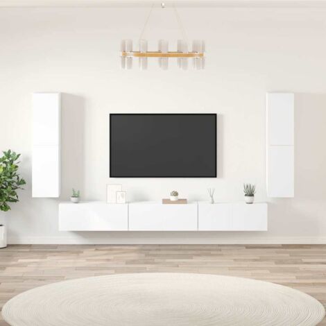 TV-Möbelset 7 Teile Weiß Ingenieurholz
