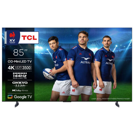 TV QD Mini LED Tcl 85C89B 215 cm 4K UHD 2024 Aluminium brossé