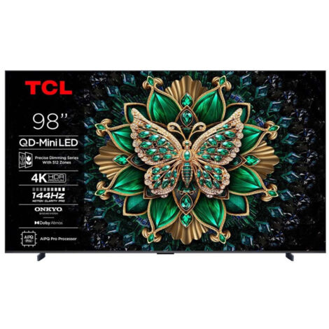 TV QD Mini LED Tcl 98C69K 249 cm 4K UHD 2025 Aluminium brossé