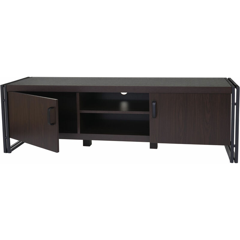 TV-Rack 037, Fernsehtisch Lowboard Kommode, 3D-Struktur Metall 45x140x40cm ~ dunkelbraun - HHG