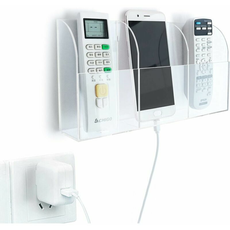 Tv Remote Control Holder Acrylic Wall Mount Media Storage Organizer Clear Remote Holder Box, 3 Cases