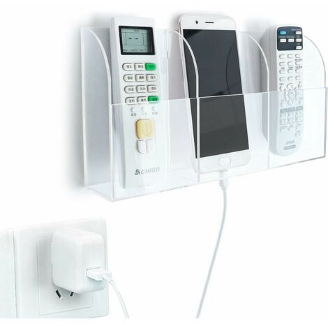TV Remote Control Holder Acrylic Wall Mount Media Storage Organizer Clear Remote Holder Box, 3 Cases