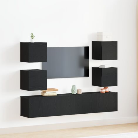 TV-Schränk 6 pcs Schwarz 160 x 30 x 30 cm Holzwerkstoff vidaXL