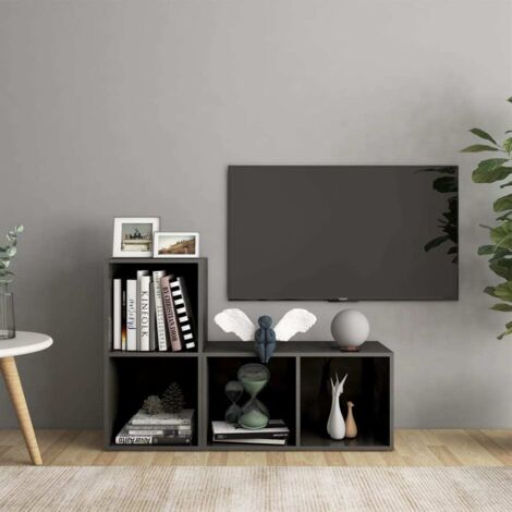 TV-Schränke 2 Stk. Hochglanz-Grau 72x35x36,5 cm Holzwerkstoff vidaXL