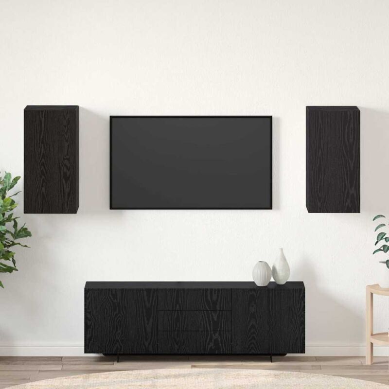 Vidaxl - Tv Einheit Wandmontiert 2 Pcs Schwarze Eiche Holzwerkstoff