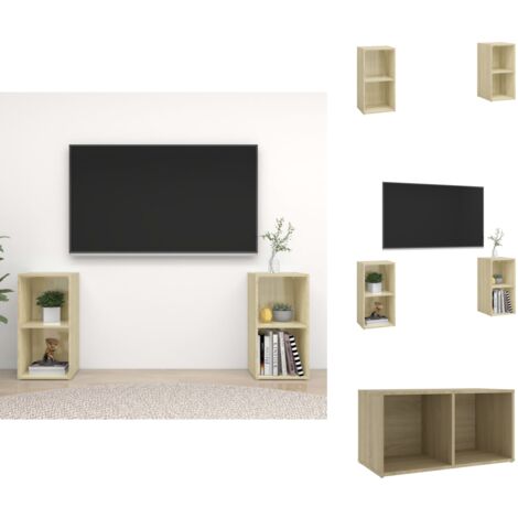 TV-Schränke 2 Stk. Sonoma-Eiche 72x35x36,5 cm Holzwerkstoff - TV Schrank - Holzwerkstoff Möbel - Sonoma Eiche - Wohnzimmer Dekoration - Regal