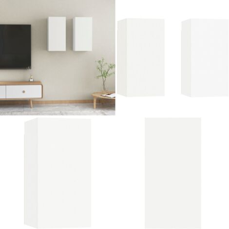 TV-Schränke 2 Stk. Weiß 30,5x30x60 cm Holzwerkstoff - TV-Wandregal - Holzschrank - Regal Weiß - Wohnwand - Fernsehtisch - Home & Living