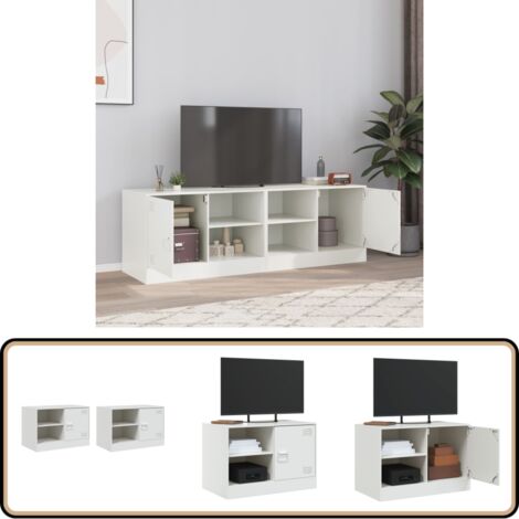 TV-Schränke 2 Stk. Weiß 67x39x44 cm Stahl - TV-Schrank - Fernsehtisch - Regal - Weißer TV-Stand - Wohnzimmermöbel