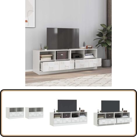 TV-Schränke 2 Stk. Weiß 67x39x44 cm Stahl - TV-Schrank - Fernsehtisch - Regal - Weißer TV-Stand - Wohnzimmermöbel