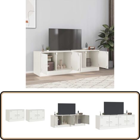 TV-Schränke 2 Stk. Weiß 67x39x44 cm Stahl - TV-Schrank - Fernsehtisch - Weißer TV-Stand - Regal Für Fernseher - Wohnzimmer Möbel