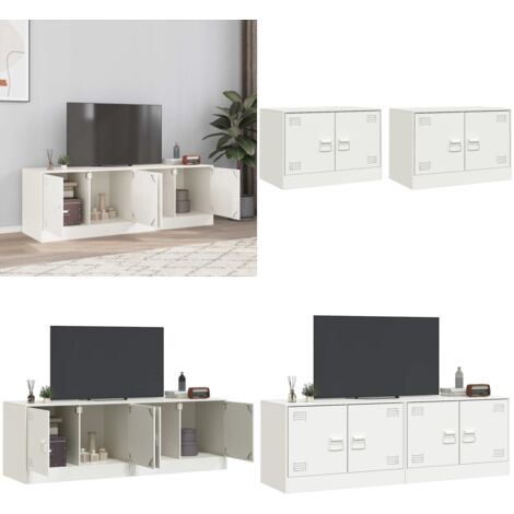 TV-Schränke 2 Stk. Weiß 67x39x44 cm Stahl - TV-Schrank - Fernsehtisch - Weißer TV-Stand - Regal Für Fernseher - Wohnzimmer Möbel - Home & Living