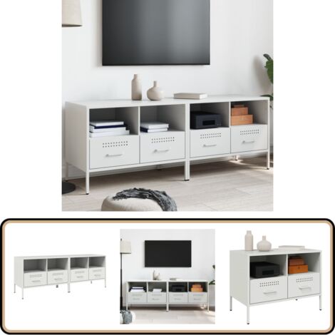 TV-Schränke 2 Stk. Weiß 68x39x50,5 cm Stahl - Industriestyl - TV-Schrank - Metallschrank - Weißer Schrank - Regal