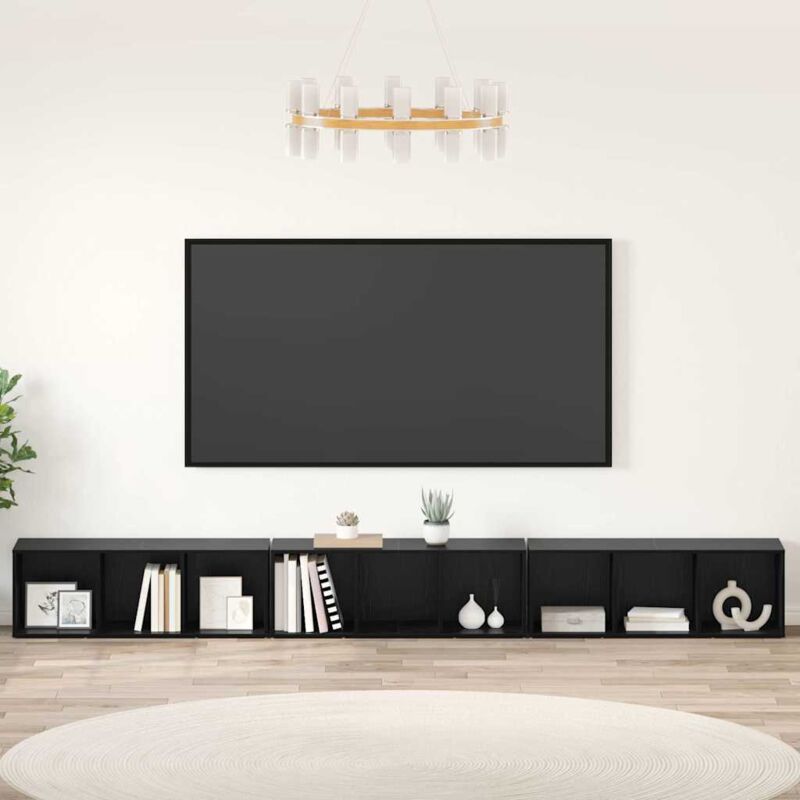 Vidaxl - Tv-schränk 3 Pcs Schwarze Eiche 37 X 35 X 107.5 Cm Ingenieuholz
