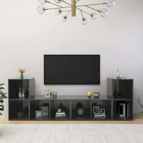 TV-Schränke 4 Stk. Hochglanz-Grau 72x35x36,5 cm Holzwerkstoff vidaXL