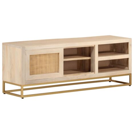 TV-Schrank 110x30x40 cm Massivholz Mango und Eisen vidaXL