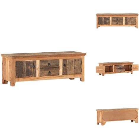 TV-Schrank 120x30x40 cm Akazie und Recyceltes Massivholz - Holz TV Stand - TV Möbel - Akasienholzmöbel - Recyceltes Holz - Vintage Möbel