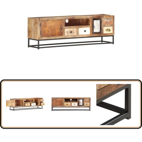 TV-Schrank 120x30x40 cm Altholz Massiv - Altholzmöbel - Industrieller Schreibtisch - Retro Einrichtungsgegenstände - Fernsehschrank - Regal