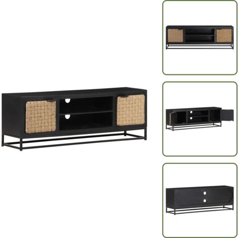 TV-Schrank 120x30x40 cm Massivholz Mango - Industrieller TV-Schrank - Mangoholz TV-Stand - TV-Sideboard - Eiche TV Schrank - Rustikaler TV-Schrank