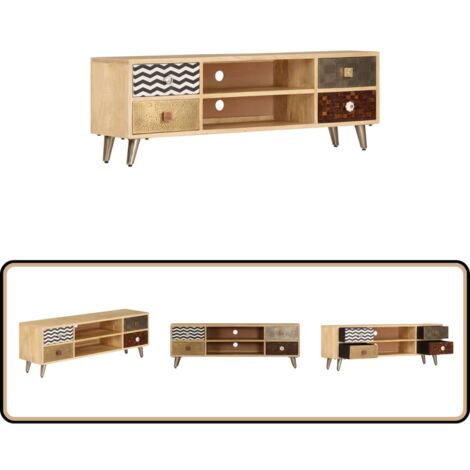TV-Schrank 120x30x40 cm Massivholz Mango - TV Schrank - Mangoholz - Wohnzimmerschrank - Regal - Sideboard
