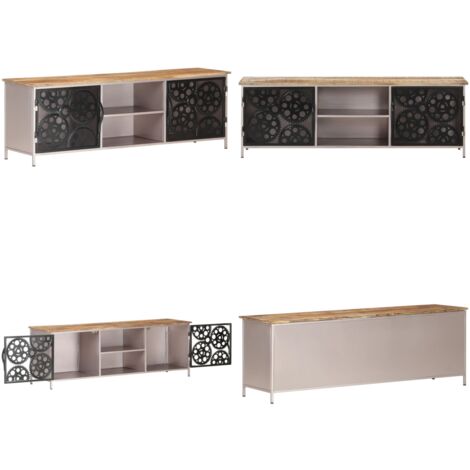 TV-Schrank 120x30x40 cm Raues Mangoholz - TV Schrank - Holzmöbel - Wohnzimmerschränke - Mangoholz Möbel - Vintage Möbel - Home & Living