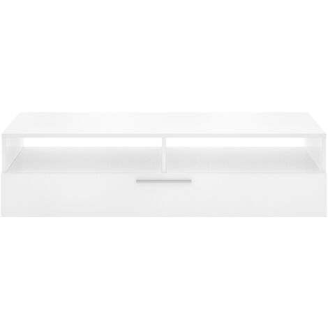TV-Schrank 131x40x33 cm glänzend weiß mit einer Klappe und zwei Fächern - Vigo
