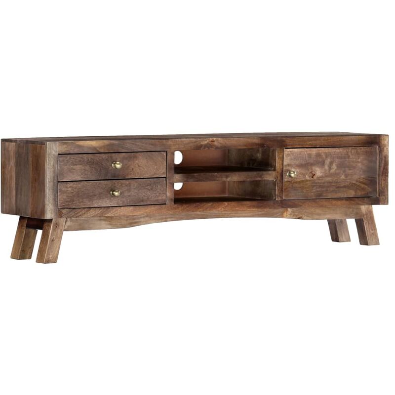 TV-Schrank 140 x 30 x 40 cm Massivholz Mango - Grau - Vidaxl