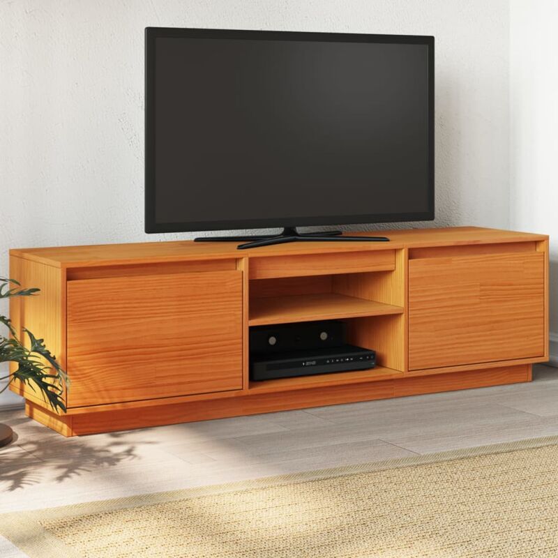 Tv-schrank Wachsbraun 140x35x40 Cm Massivholz Kiefer - Vidaxl