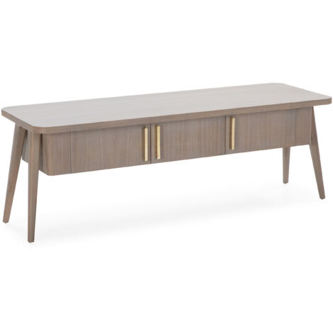 TV-Schrank 150X50X51 Grau patiniertes Holz/Goldenes Metall