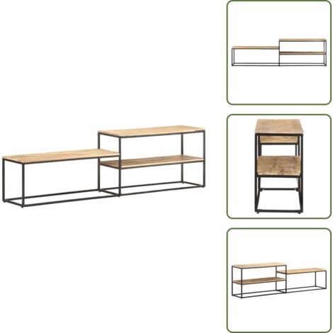 TV-Schrank 180x30x50 cm Raues Mangoholz - Industrieller TV-Schrank - Holzmöbel - Mangoholz - Regal - Wohnzimmer Dekoration