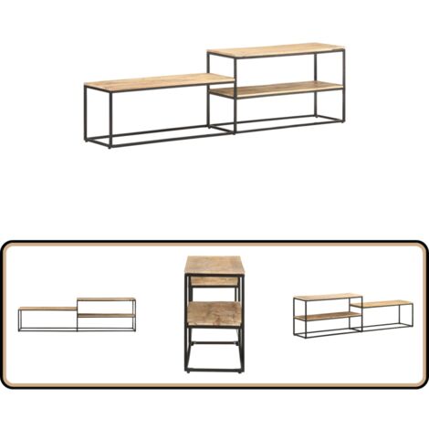 TV-Schrank 180x30x50 cm Raues Mangoholz - Industrieller TV-Schrank - Holzmöbel - Mangoholz - Regal - Wohnzimmer Dekoration