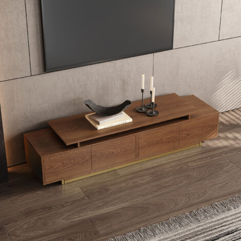 TV-Schrank ausziehbar Nussbaum - Für Bildschirme von 65" bis 85" - Großer Stauraum, Material kratzfest, Stil modern