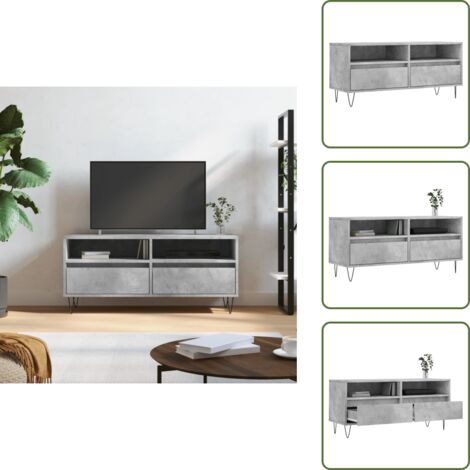 TV-Schrank Betongrau 100x34,5x44,5 cm Holzwerkstoff - TV Schrank - Holz Sideboard - Fernsehtisch - Regal Grau - Wohnzimmer Möbel