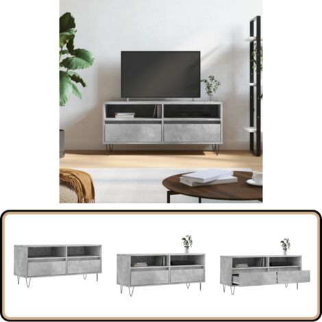 TV-Schrank Betongrau 100x34,5x44,5 cm Holzwerkstoff - TV Schrank - Holz Sideboard - Fernsehtisch - Regal Grau - Wohnzimmer Möbel