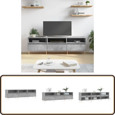 TV-Schrank Betongrau 150x30x44,5 cm Holzwerkstoff - TV Schrank - Holz Sideboard - Regal Grau - Wohnzimmer Möbel - Fernseher Stand
