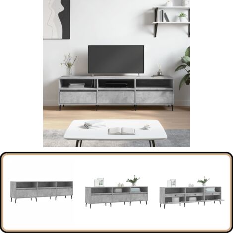 TV-Schrank Betongrau 150x30x44,5 cm Holzwerkstoff - TV Schrank - Holz Sideboard - Regal Grau - Wohnzimmer Möbel - Fernseher Stand