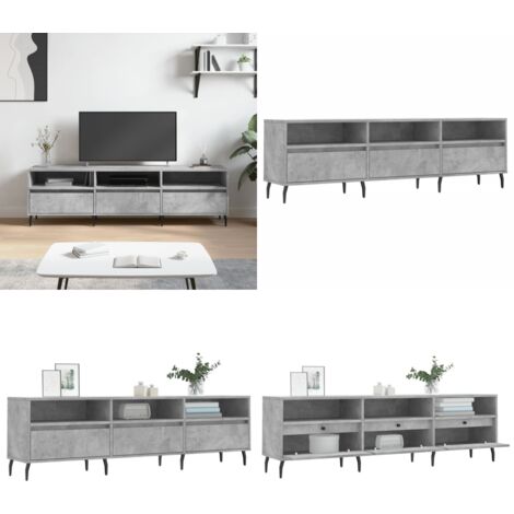 TV-Schrank Betongrau 150x30x44,5 cm Holzwerkstoff - TV Schrank - Holz Sideboard - Regal Grau - Wohnzimmer Möbel - Fernseher Stand - Home & Living