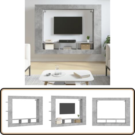TV-Schrank Betongrau 152x22x113 cm Holzwerkstoff - TV Schrank - Holzwerkstoff Möbel - Wohnwand Regal - Media Schrank - Wandregal