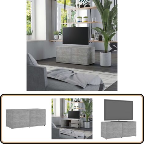 TV-Schrank Betongrau 80x34x36 cm Holzwerkstoff - TV Schrank - Holzwerkstoff Möbel - Wohnraum Dekoration - Grau TV Stand - Regal Mit Türen