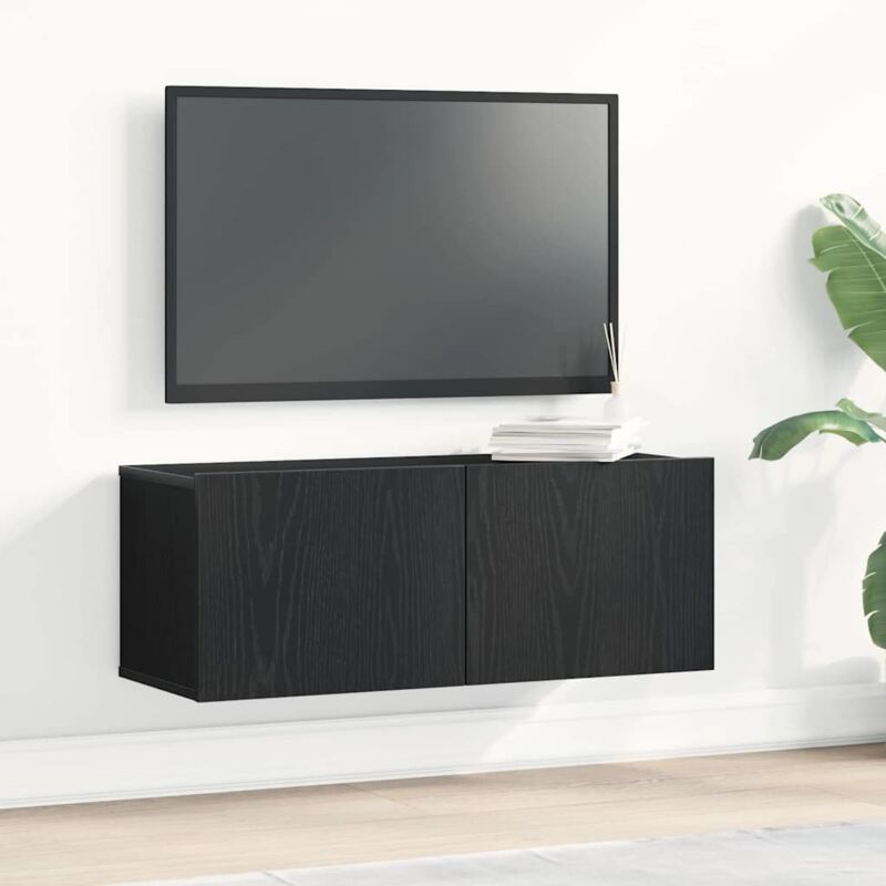 Vidaxl - Fernsehtische Wandmontiert 2 Pcs Schwarze Eiche 80 X 30 X 30 Cm