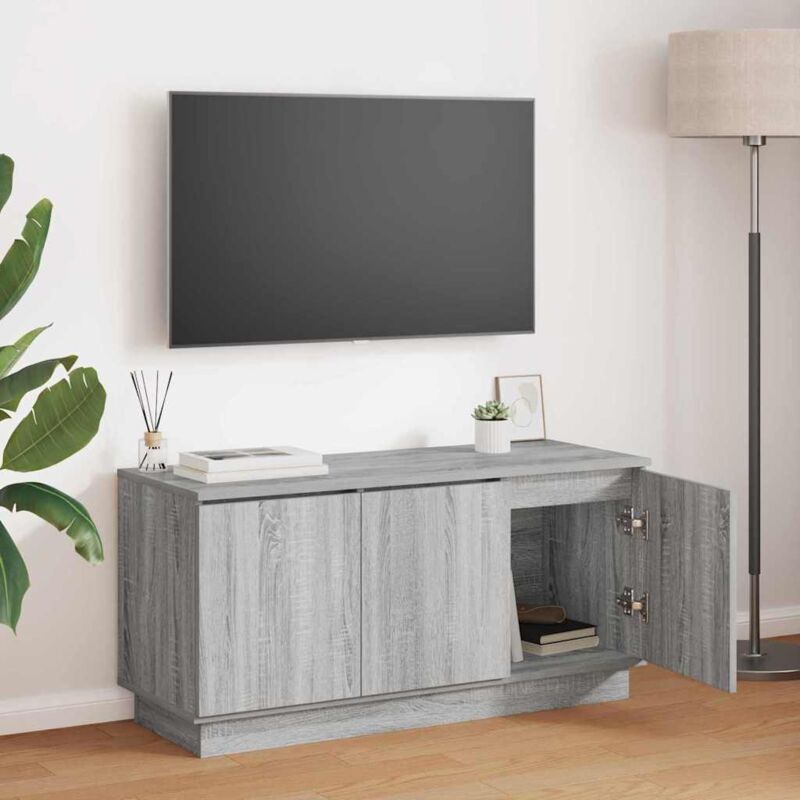 Vidaxl - Tv-schrank Mit Led Grau Sonoma 100 X 38 X 49 Cm Holzwerkstoff