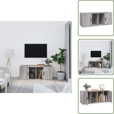 TV-Schrank Grau Sonoma 100x35x40 cm Holzwerkstoff - TV-Schrank - Holzwerkstoff Möbel - Grauer TV-Stand - Wohnzimmermöbel - Media Center