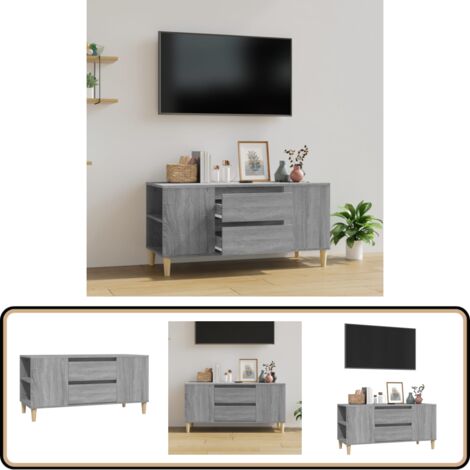 TV-Schrank Grau Sonoma 102x44,5x50 cm Holzwerkstoff - TV Schrank - Holz Sideboard - Wohnraum Einrichtung - Grau - Modern