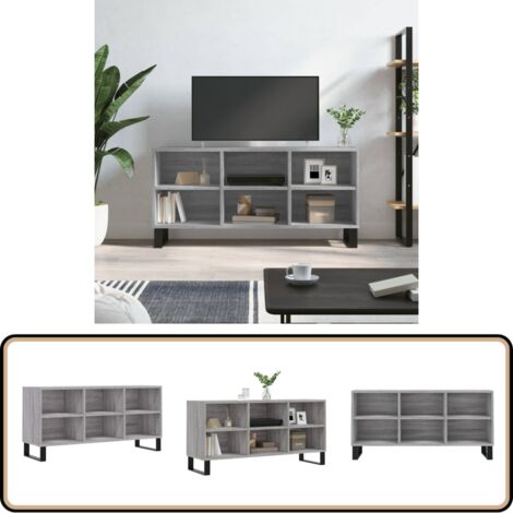 TV-Schrank Grau Sonoma 103,5x30x50 cm Holzwerkstoff - TV Schrank - Holz Sideboard - Regal Grau - Wohnzimmer Deko - Fernseher Stand