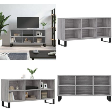 TV-Schrank Grau Sonoma 103,5x30x50 cm Holzwerkstoff - TV Schrank - Holz Sideboard - Regal Grau - Wohnzimmer Deko - Fernseher Stand - Home & Living