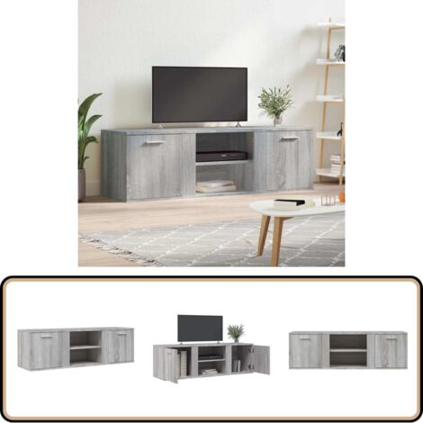 TV-Schrank Grau Sonoma 120x34x37 cm Holzwerkstoff - TV Schrank - Holzwerkstoff Möbel - Grauer TV Stand - Wohnzimmerschrank - Regal